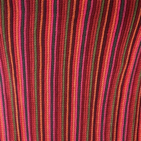 Colorful Pink Red Green Purple Cotton 80” Stretch Fringe BOHO Ski Scarf Wrap - Picture 6 of 7